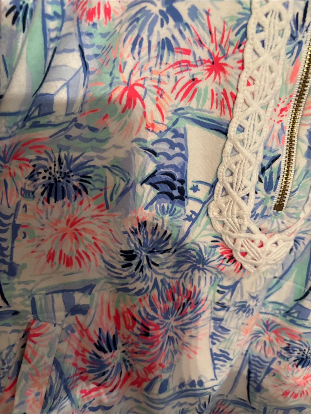 Lilly Pulitzer Blue, Pink and White Sailboat Print Popover - Picture 3 of 5